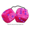 3 Inch Hot Pink Furry Dice with Royal Purple Dots