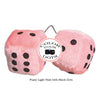 4 Inch Light Pink Fuzzy Car Dice with Black Dots