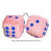4 Inch Light Pink Fuzzy Car Dice with Royal Navy Blue Dots