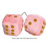 3 Inch Light Pink Fuzzy Car Dice with Light Brown Dots