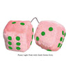 3 Inch Light Pink Fuzzy Car Dice with Dark Green Dots