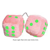 4 Inch Light Pink Fuzzy Car Dice with Lime Green Dots