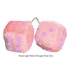 4 Inch Light Pink Fuzzy Car Dice with Light Pink Dots