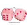4 Inch Light Pink Fuzzy Car Dice with Red Dots
