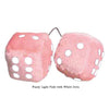 4 Inch Light Pink Fuzzy Car Dice with White Dots