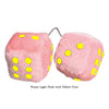 4 Inch Light Pink Fuzzy Car Dice with Yellow Dots