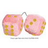 4 Inch Light Pink Fuzzy Car Dice with GOLD GLITTER DOTS