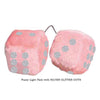 4 Inch Light Pink Fuzzy Car Dice with SILVER GLITTER DOTS