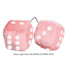 3 Inch Light Pink Fuzzy Car Dice with WHITE GLITTER DOTS