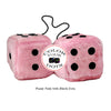 4 Inch Pink Fuzzy Car Dice with Black Dots