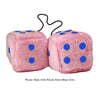 3 Inch Pink Fuzzy Car Dice with Royal Navy Blue Dots