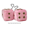 4 Inch Pink Fuzzy Car Dice with Dark Brown Dots