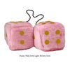 4 Inch Pink Fuzzy Car Dice with Light Brown Dots