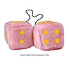 3 Inch Pink Fuzzy Car Dice with Goldenrod Dots