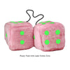 3 Inch Pink Fuzzy Car Dice with Lime Green Dots