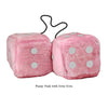 3 Inch Pink Fuzzy Car Dice with Grey Dots