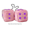 3 Inch Pink Fuzzy Car Dice with Royal Purple Dots