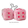 3 Inch Pink Fuzzy Car Dice with Red Dots