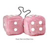 4 Inch Pink Fuzzy Car Dice with White Dots