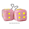 3 Inch Pink Fuzzy Car Dice with Yellow Dots