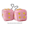 3 Inch Pink Fuzzy Car Dice with GOLD GLITTER DOTS