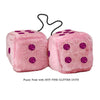 4 Inch Pink Fuzzy Car Dice with HOT PINK GLITTER DOTS