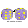 4 Inch Lavender Purple Fluffy Dice with Yellow Dots
