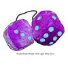 3 Inch Royal Purple Furry Dice with Light Blue Dots
