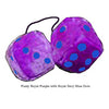 4 Inch Royal Purple Fuzzy Dice with Royal Navy Blue Dots