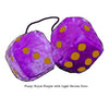 4 Inch Royal Purple Fuzzy Dice with Light Brown Dots