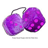 4 Inch Royal Purple Fuzzy Dice with Hot Pink Dots