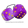 4 Inch Royal Purple Fuzzy Dice with GOLD GLITTER DOTS