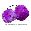 3 Inch Royal Purple Furry Dice with HOT PINK GLITTER DOTS