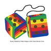 4 Inch Pride Rainbow Furry Dice with Dark Brown Dots
