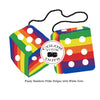 3 Inch Pride Rainbow Fuzzy Dice with White Dots