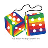 4 Inch Pride Rainbow Furry Dice with White Dots