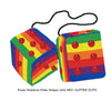 4 Inch Pride Rainbow Fluffy Dice with RED GLITTER DOTS
