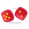 3 Inch Red Fuzzy Car Dice with Goldenrod Dots