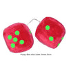 4 Inch Red Fuzzy Car Dice with Lime Green Dots
