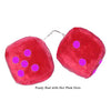 3 Inch Red Fuzzy Car Dice with Hot Pink Dots
