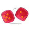 3 Inch Red Fuzzy Car Dice with Orange Dots