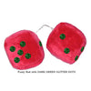 3 Inch Red Fuzzy Car Dice with DARK GREEN GLITTER DOTS
