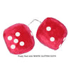 4 Inch Red Fuzzy Car Dice with WHITE GLITTER DOTS