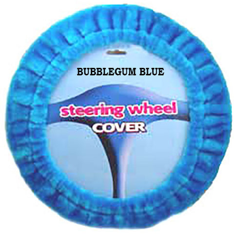 Furry Steering Wheel Cover - Bubblegum Blue