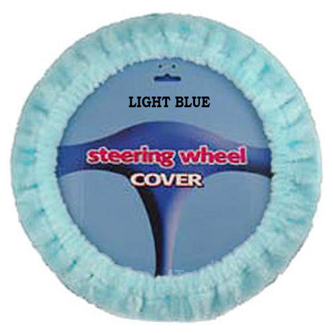 Plush Steering Wheel Cover - Light Blue