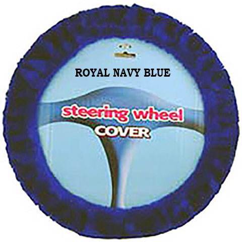 Furry Steering Wheel Cover - Royal Navy Blue
