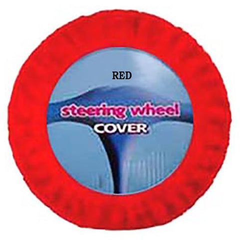 Furry Steering Wheel Cover - Red