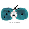 4 Inch Teal Fluffy Dice with Black Dots