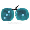 4 Inch Teal Fluffy Dice with Light Blue Dots
