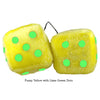 3 Inch Yellow Fuzzy Dice with Lime Green Dots
